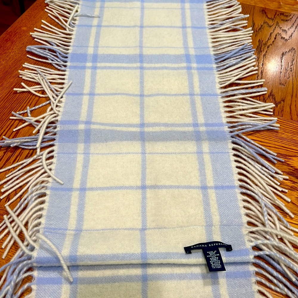Scarf - winter cream and periwinkle wool and angora